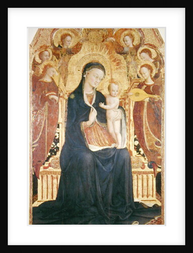 Madonna and Child Enthroned with Six Angels, central panel from an altarpiece, 1437-44 by Sassetta (c.1392-1450)