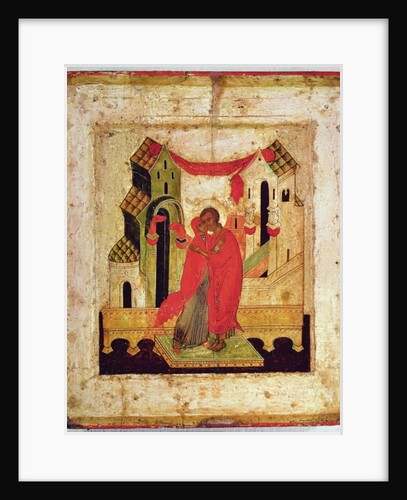 Icon depicting the meeting at the Golden Gate, Novgorod School by Russian School