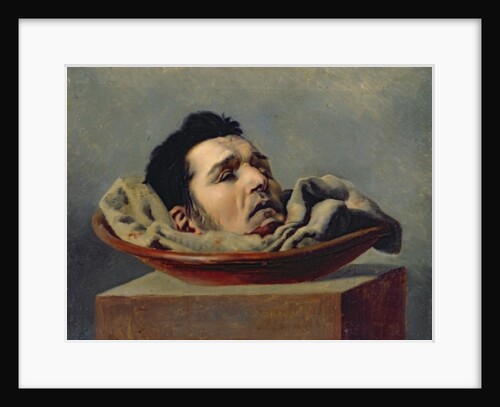Guillotined head of a parricide executed at Puy in 1825 by Francois Gabriel de Becdelievre
