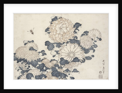 Bee and chrysanthemums by Katsushika Hokusai