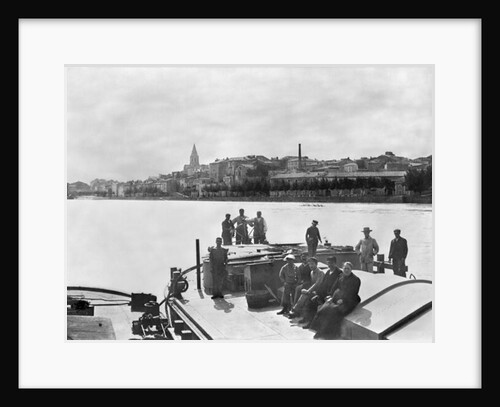 Boatmen on the Rhone near Bourg Saint Andreal, early 20th century by French Photographer