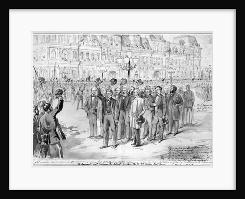 Members of the provisional government reviewing the National Guards outside the Hotel de Ville in Paris on the 31st October 1870, c.1870 by French School