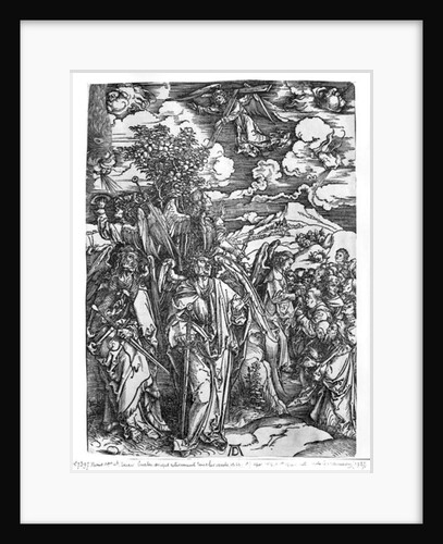 Scene from the Apocalypse, The Four Angels holding the winds, Latin edition, 1511 by Albrecht Dürer or Duerer