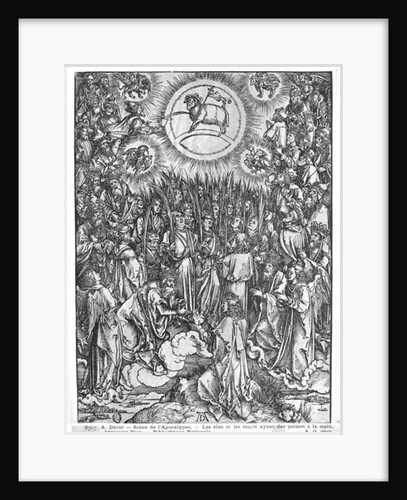 Scene from the Apocalypse, Adoration of the Lamb, German edition, 1498 by Albrecht Dürer or Duerer