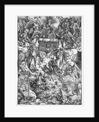 Scene from the Apocalypse, The Opening of the Seventh Seal, The Seven Angels with the trumpets, Latin edition, 1511 by Albrecht Dürer or Duerer