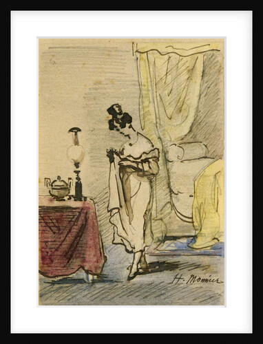 Young Lady at Home 2:Jeune fille dans un interieur; intimite; by Henri Bonaventure Monnier