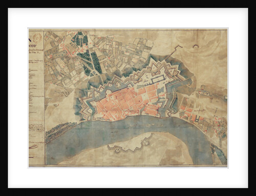 Map of damage caused by the Rhine, Dusseldorf, 1799 by French School