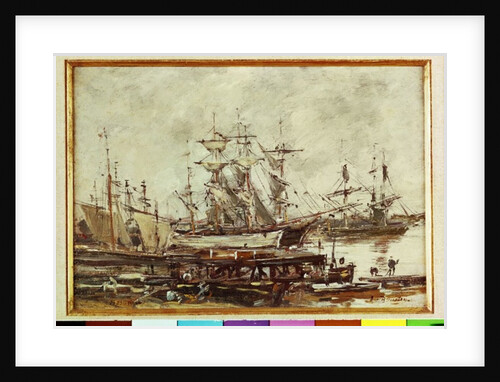 Sailing ships in the port of Bordeaux by Eugene Louis Boudin