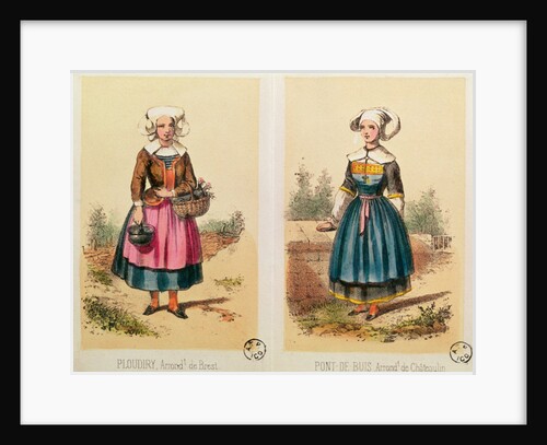 Female costumes from Ploudiry and Pont de Buis by French School