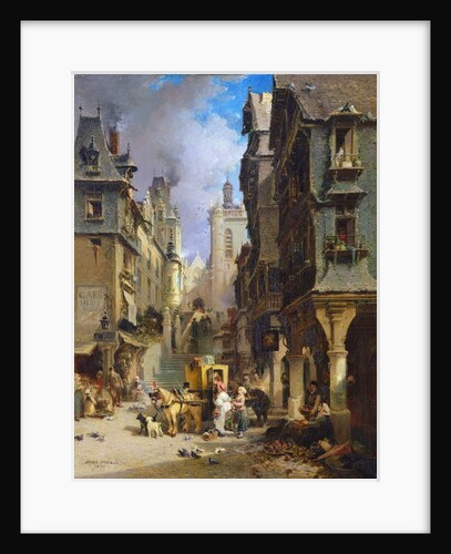 Street Scene at Morlaix in 1830, 1870 by Jules Achille Noel