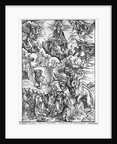 Scene from the Apocalypse, The seven-headed and ten-horned dragon by Albrecht Dürer or Duerer