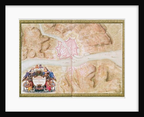 Ms 988 tome 3 fol.45 Plan and map of the town and citadel of Bayonne by Sebastien Le Prestre de Vauban