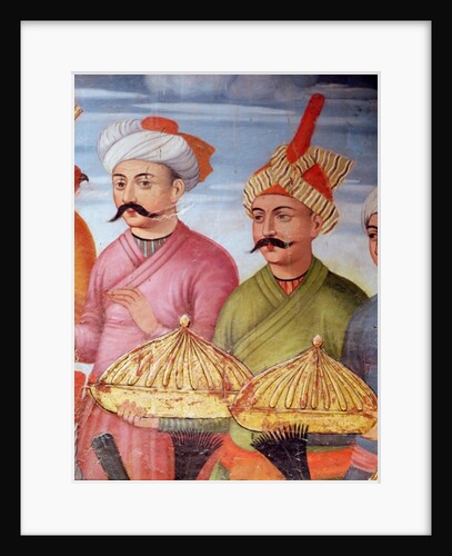 Offering bearers at the Reception for the Ambassador of the Grand Moghul at the Court of the Shah Tahmasp, 1573-76 by Persian School