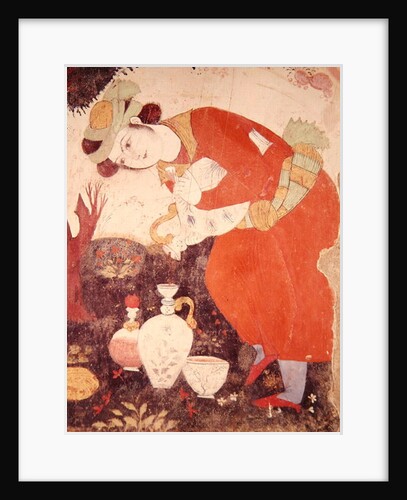 Woman pouring Wine in the Court of Shah Abbas I, 1585-1627 by School Persian