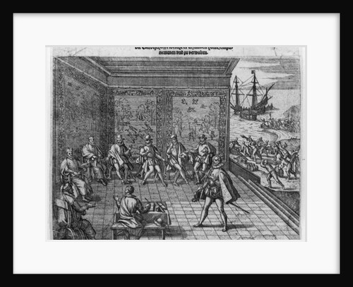 Francisco Pizarro asking the support of the imperial court for the government of Peru by Theodor de Bry