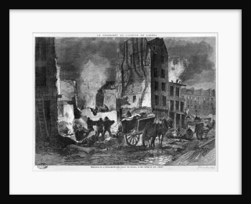 Building of Avenue de l'Opera, demolition of the Butte des Moulins, from 7 pm to midnight by Auguste Andre Lancon