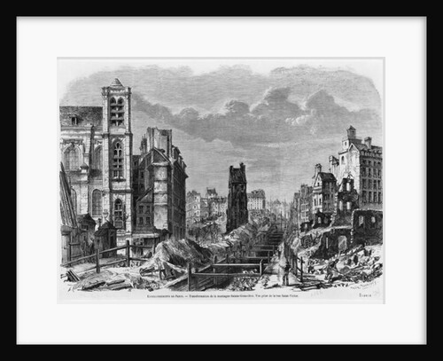 Improvements to Paris, transformation of Montagne Sainte-Genevieve, view taken from rue Saint-Victor, 1877 by Felix Thorigny