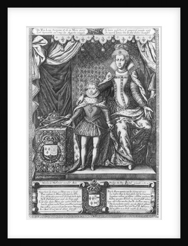 Queen Marie de Medicis and Louis XIII as a child, engraved by Nicolas de Mathoniere 1610 by Francois (after) Quesnel