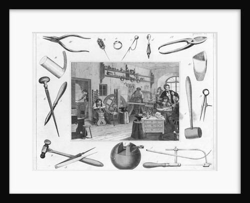 Workshop and main tools of jewellery, 1810 by French School