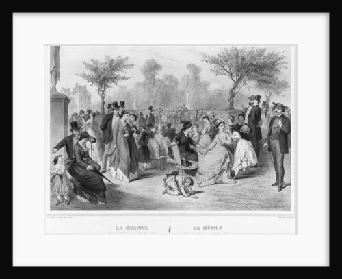 Music, military concert in a public garden by French School