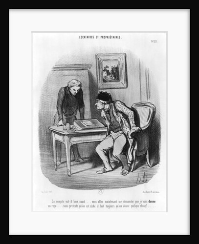 Is it the right amount?, plate 22 from the series 'Tenants and owners', by Honore Daumier