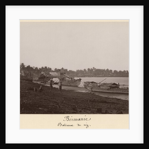 Boats carrying rice on the River Thanlwin, Mupun district, Moulmein, Burma, late 19th century by Philip Adolphe Klier
