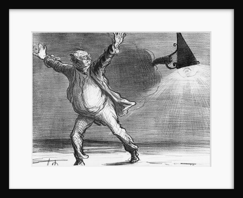 Series 'Actualites', the comet, Monsieur Babinet decides to personally shut down the sun in order to fulfil his predictions by Honore Daumier