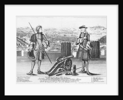 Charles V, Duke of Lorraine and Bar, with an engineer, at the battle of Neuhausel against the Turks in July and August 1685 by German School
