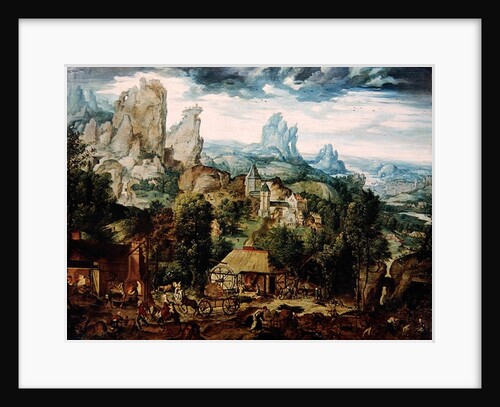 Landscape with Forge by Herri met de Bles