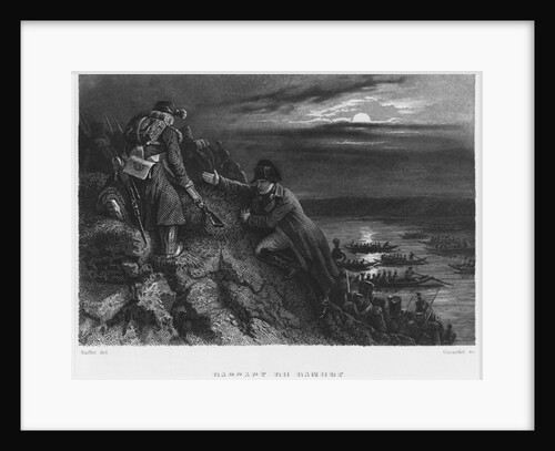 Napoleon I Bonaparte crossing the River Danube during the night of 4th July 1809, engraved by Abraham Girardet by Denis-Auguste-Marie Raffet