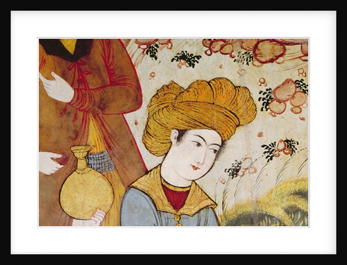 Shah Abbas I and a Courtier offering fruit and drink by School Persian