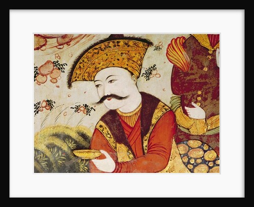 Shah Abbas I and a Courtier offering fruit and drink by School Persian
