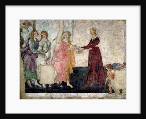 Venus and the Graces offering gifts to a young girl, 1486 by Sandro Botticelli