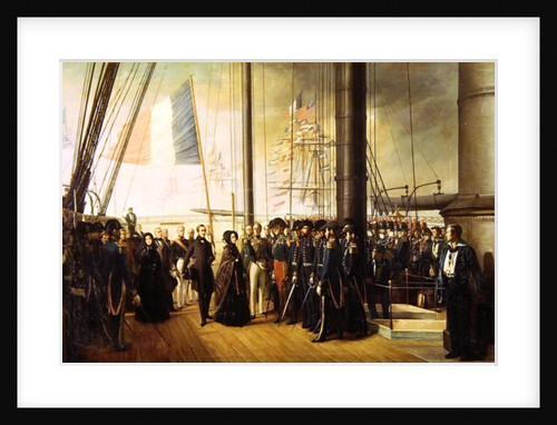 Queen Victoria I, received aboard the steamer 'Le Gomer' by the Rear Admiral Lasusse, 15th October 1844 by Francois Auguste Biard