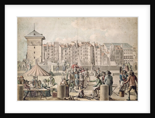 Mountebanks and Promenaders on the Pont au Change by French School