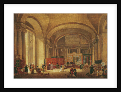 Print sellers at the entrance to Louvre, 1791 by Pierre Antoine Demachy