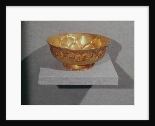 Bowl decorated with embossed lotus petals by Tang Dynasty Chinese School