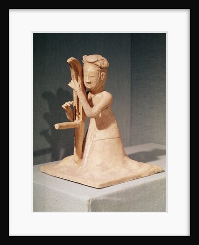 Seated musician playing a harp by Sui Dynasty Chinese School