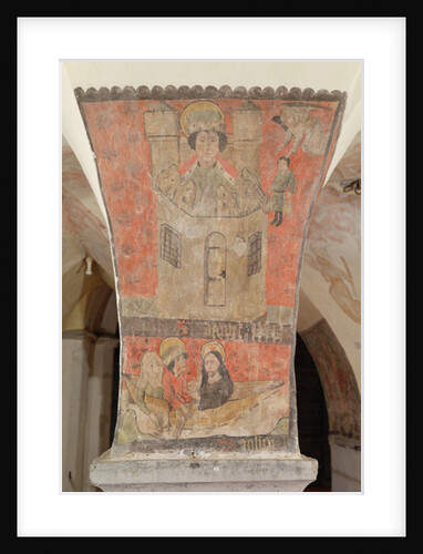 Daniel in the Lion's Den, featuring below St Julian, his wife and Jesus Christ, mural from the crypt, c.1480-1540 by School Flemish