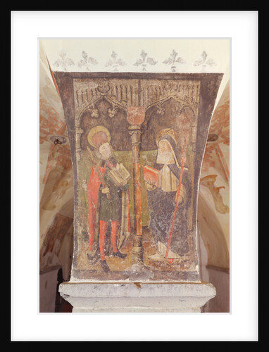 St. Bavo and St. Amalberga of Maubeuge, mural from the crypt, c.1480-1540 by School Flemish