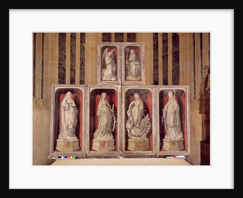 View of the panels of the closed altarpiece, depicting the Annunciation and saints, 1460-66 by Rogier van der (attr. to) Weyden