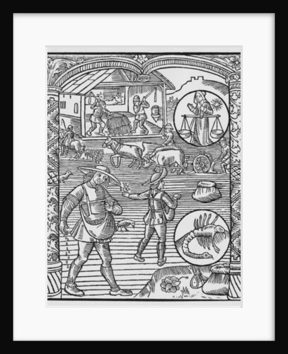October, sowing, ploughing and threshing, Libra by Pierre Le Rouge