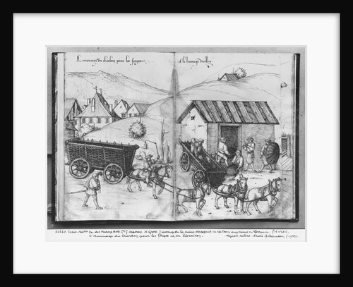 Silver mine of La Croix-aux-Mines, Lorraine, fol.5v and fol.6r, transporting and delivering coal for the forges, c.1530 by Heinrich Gross or Groff