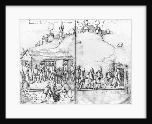 Silver mine of La Croix-aux-Mines, Lorraine, fol.9v and fol.10r, miners and their hammers, c.1530 by Heinrich Gross or Groff