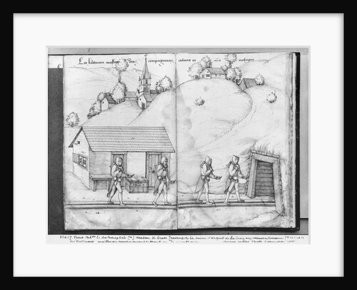 Silver mine of La Croix-aux-Mines, Lorraine, fol.12v and fol.13r, the 'huttmans', masters of the companions, entering the mine, c.1530 by Heinrich Gross or Groff