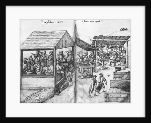 Silver mine of La Croix-aux-Mines, Lorraine, fol.15v and fol.16r, miners sorting the ore out, c.1530 by Heinrich Gross or Groff