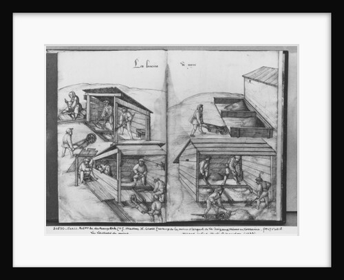 Silver mine of La Croix-aux-Mines, Lorraine, fol.17v and fol.18r, washing the ore, c.1530 by Heinrich Gross or Groff