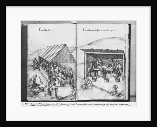 Silver mine of La Croix-aux-Mines, Lorraine, fol.18v and fol.19, sorting out and washing the ore, c.1530 by Heinrich Gross or Groff