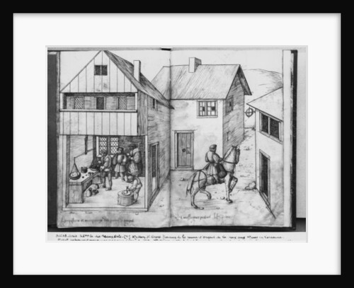 Silver mine of La Croix-aux-Mines, Lorraine, fol.23v and fol.24r, weighing and stamping the silver ingots, a messenger carrying the ingots, c.1530 by Heinrich Gross or Groff