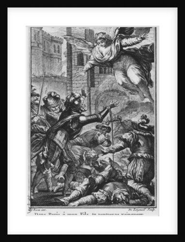 Siege of Paris, apparition of St. Louis to Henri IV engraved by Joseph de Longueil illustration from 'La Henriade' by Voltaire by Charles Joseph Dominique (after) Eisen